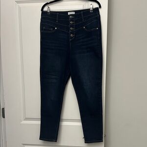 sofia by sofia vergara Dark Blue High-Rise Button-Fly Jeans